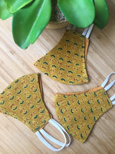 Load image into Gallery viewer, Triple Layer Ajrakh Mustard Kids Mask
