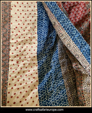 Load image into Gallery viewer, Multi Patchwork Ajrakh Block Printed Kantha Embroidered Bedspread Red