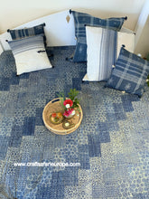 Load image into Gallery viewer, Indigo Patchwork Ajrakh Block Printed Kantha Embroidered Bedspread
