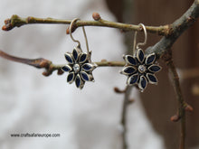 Load image into Gallery viewer, Blue Snowflake Silver drop Earring
