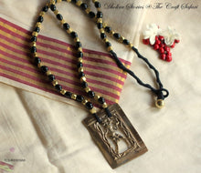 Load image into Gallery viewer, Black and Gold Dhokra statement necklace
