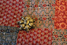 Load image into Gallery viewer, Multi Patchwork Ajrakh Block Printed Kantha Embroidered Bedspread Red
