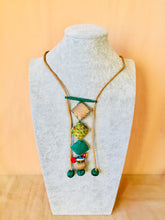 Load image into Gallery viewer, Green Gold Fabric necklace