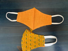 Load image into Gallery viewer, Triple Layer Ajrakh Mustard Kids Mask
