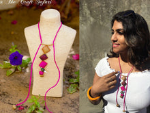 Load image into Gallery viewer, Handcrafted fabric neck-piece with a bird charm
