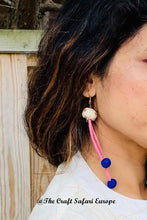 Load image into Gallery viewer, Pink Purple Fabric Kantha Stitched earrings
