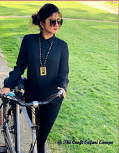 Load image into Gallery viewer, Black and Gold Dhokra statement necklace
