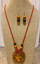 Load image into Gallery viewer, Kerala Mural Necklace Earring Set
